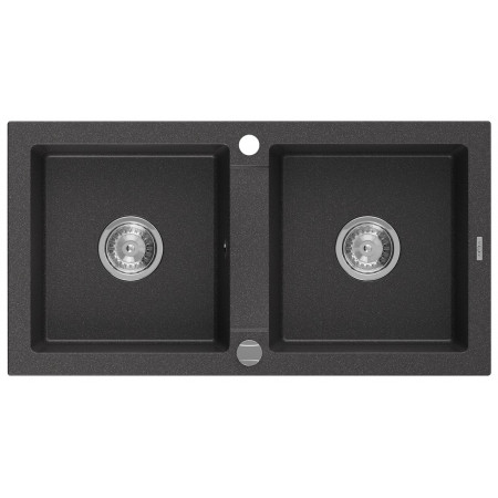 Гранітна кухонна мийка MEXEN MARIO BLACK GRANITE + сифон CHROME
