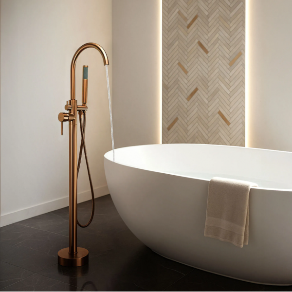 Смеситель для ванны REA LUNGO BRUSHED COPPER напольный