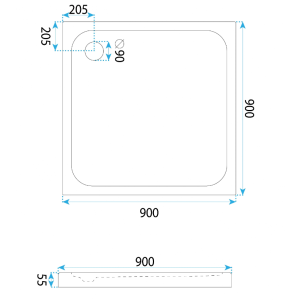 Душевой поддон REA BELMOND 90x90 WHITE