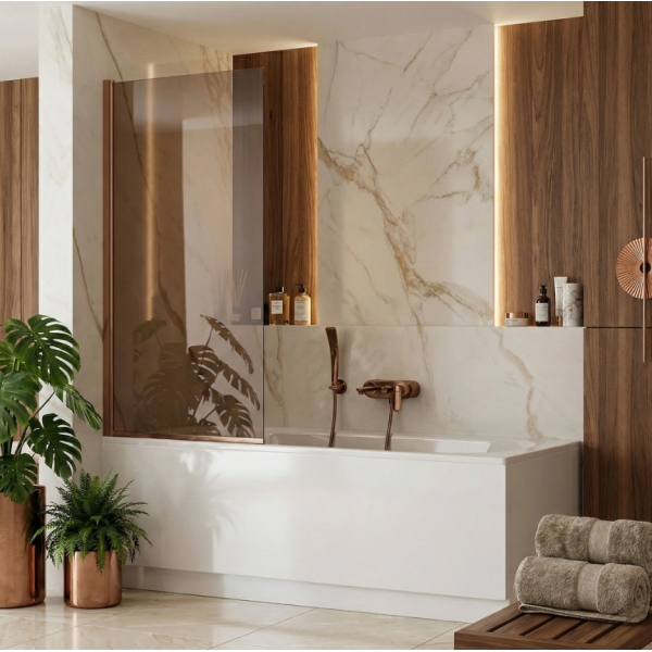 Шторка для ванны REA ELEGANT 70 BRUSHED COPPER постоянная
