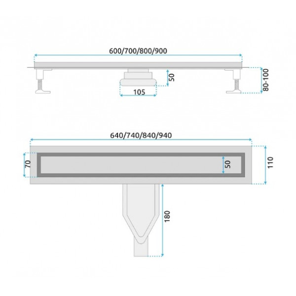 Трап для душа REA NEOX 80 SUPERFLOW BRUSHED STEEL 2в1 сталь