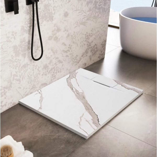 Душевой поддон REA BAZALT 90x90 CARRARA WHITE