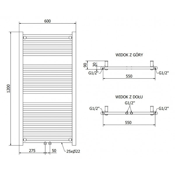 Сушка для рушників MEXEN MARS 120х60 BLACK 600W електричний