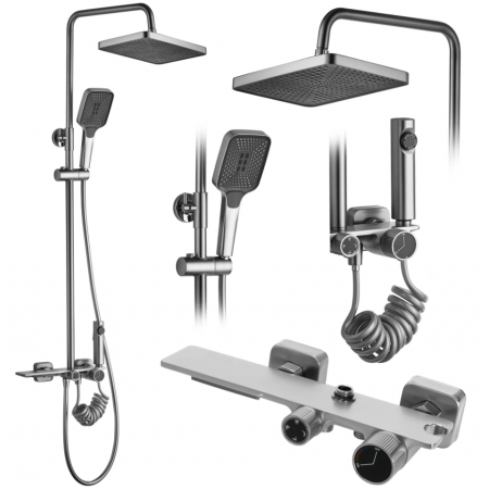 Душевой гарнитур REA HELIX NICKEL BRUSHED матовый никель с изливом *