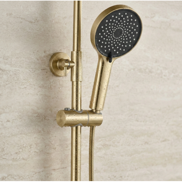 Душевой гарнитур REA LUNGO STRIPE BRUSHED GOLD с изливом