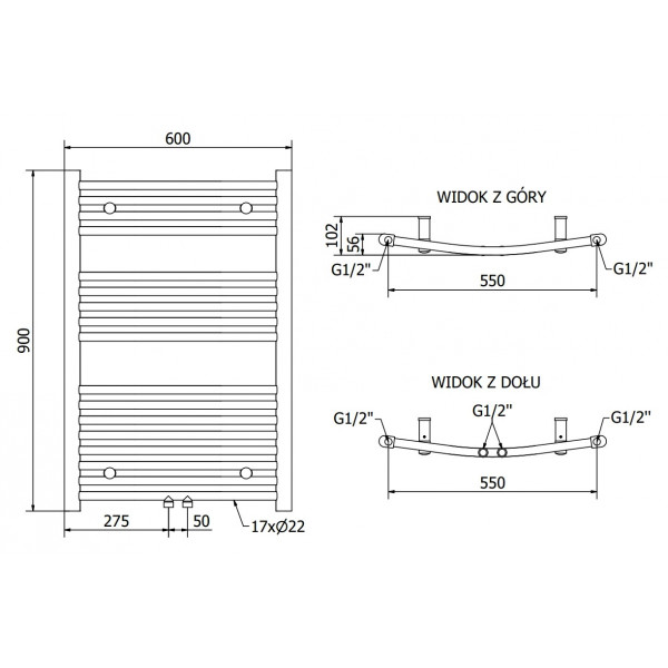 Сушка для рушників MEXEN ARES 90х60 WHITE 600W електрична