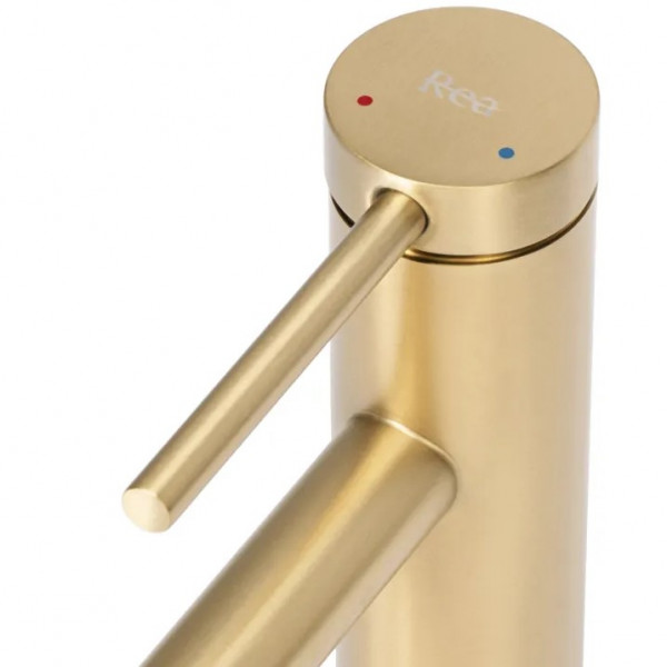 Смеситель для раковины (умывальника) REA FOSS BRUSHED GOLD золотой матовый низкий