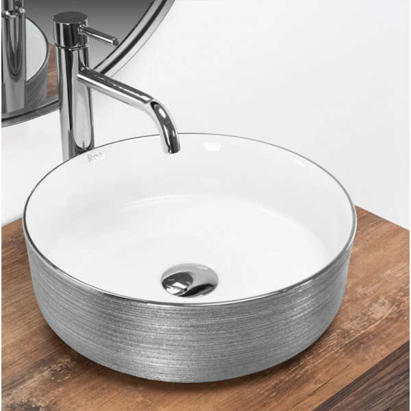 Умывальник (раковина) REA SAMI BRUSHED SILVER WHITE накладной