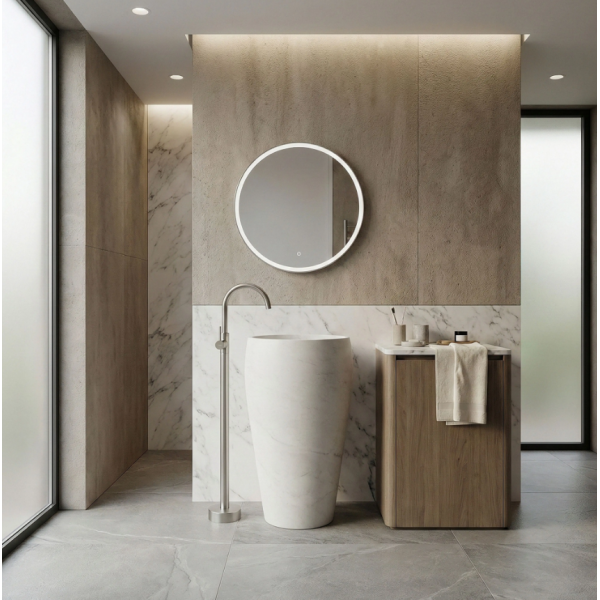 Смеситель для раковины REA LUNGO NICKEL BRUSHED напольный