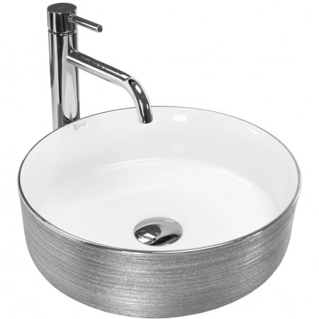 Умывальник (раковина) REA SAMI BRUSHED SILVER WHITE накладной