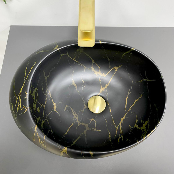 Умывальник (раковина) VBI VALIANO MARBLE BLACK MATT накладной