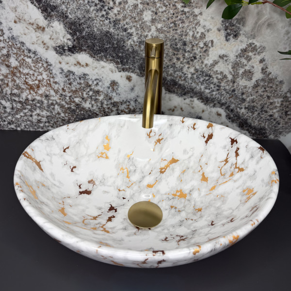 Умывальник (раковина) VBI PARMA S MARBLE WHITE GLOSSY накладной