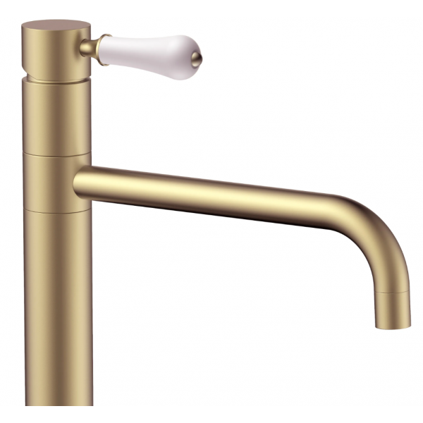 Смеситель для раковины (умывальника) REA SERRA BRUSHED GOLD высокий