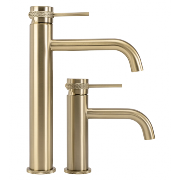 Смеситель для раковины (умывальника) REA LUNGO GRIP BRUSHED GOLD низкий