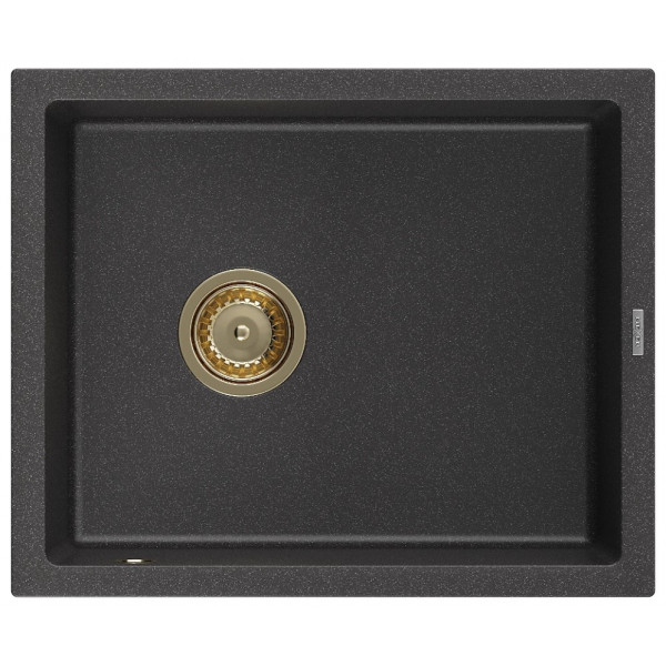 Гранітна кухонна мийка MEXEN PEDRO BLACK GRANITE + сифон GOLD