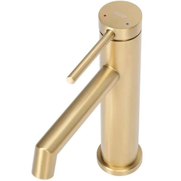 Смеситель для раковины (умывальника) REA FOSS BRUSHED GOLD золотой матовый низкий