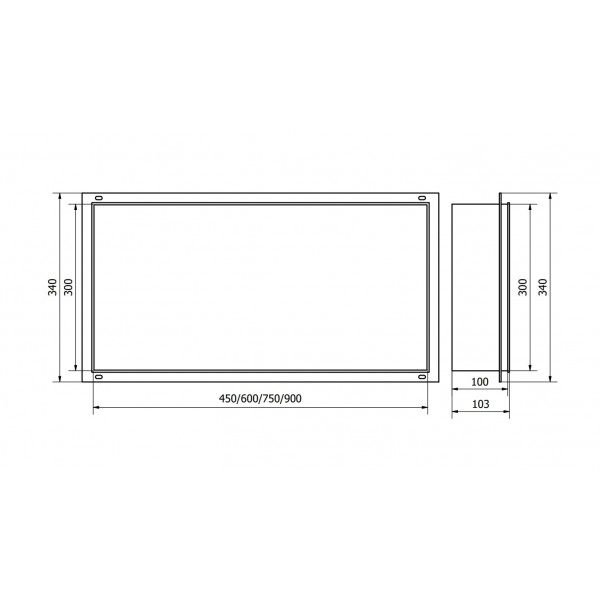 Вбудована полиця MEXEN X-Wall-NR 90 BLACK без обідка