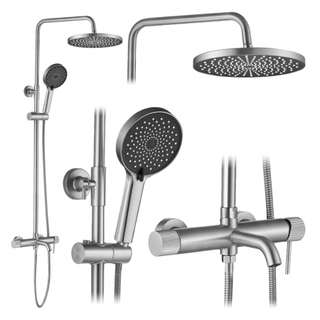 Душевой гарнитур REA LUNGO STRIPE NICKEL BRUSHED с изливом
