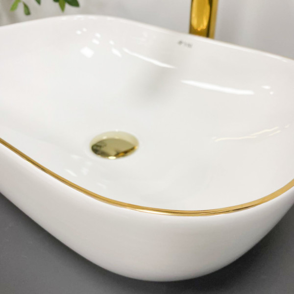 Умывальник (раковина) VBI RAVENNA WHITE GOLD EDGE накладной