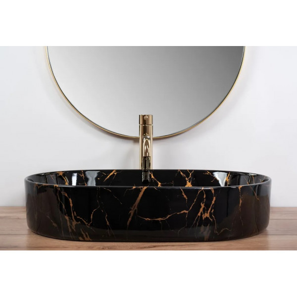 Умывальник (раковина) REA NADIA BLACK MARBLE SHINY накладной