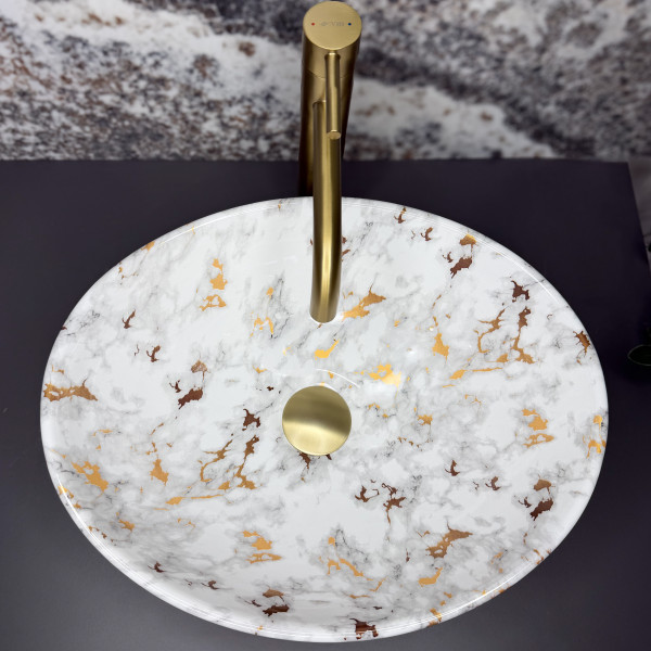 Умывальник (раковина) VBI PARMA MARBLE WHITE GLOSSY накладной