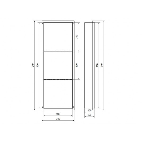 Вбудована полиця MEXEN X-Wall-NR 90 INOX без обідка