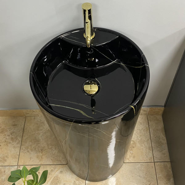 Умывальник (раковина) VBI BOLONIA M BLACK MARBLE напольный