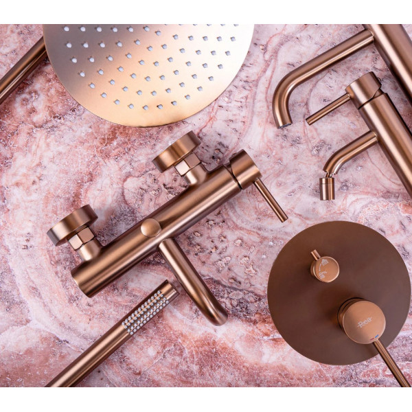 Душевая система REA LUNGO BRUSHED COPPER с изливом + BOX скрытого монтажа
