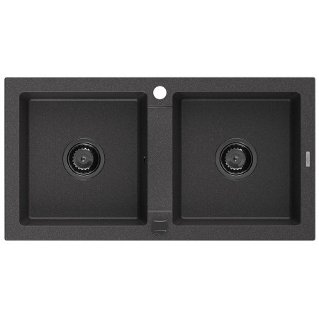 Гранітна кухонна мийка MEXEN MARIO BLACK GRANITE + сифон BLACK