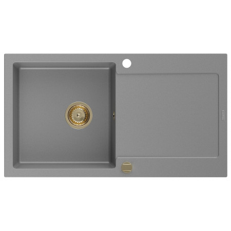 Гранітна кухонна мийка MEXEN LEO GREY + сифон GOLD