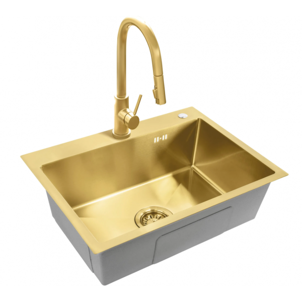 Стальная кухонная мойка REA LIAM BRUSHED GOLD