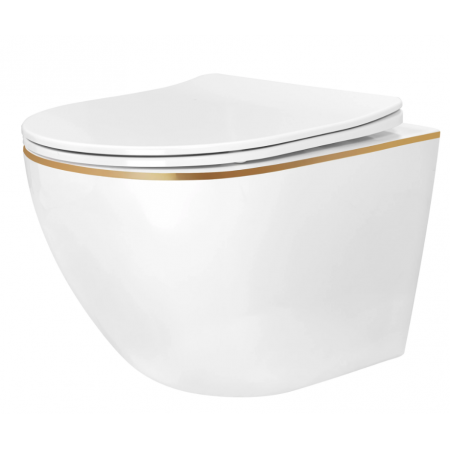 Подвесной унитаз REA CARLO MINI TORNADO NFQ WHITE GOLD EDGE