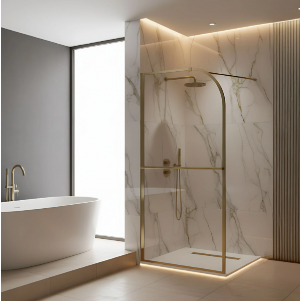 Душевая стенка REA SKY 100 BRUSHED GOLD