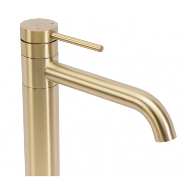 Смеситель для раковины (умывальника) REA LUNGIS BRUSHED GOLD высокий