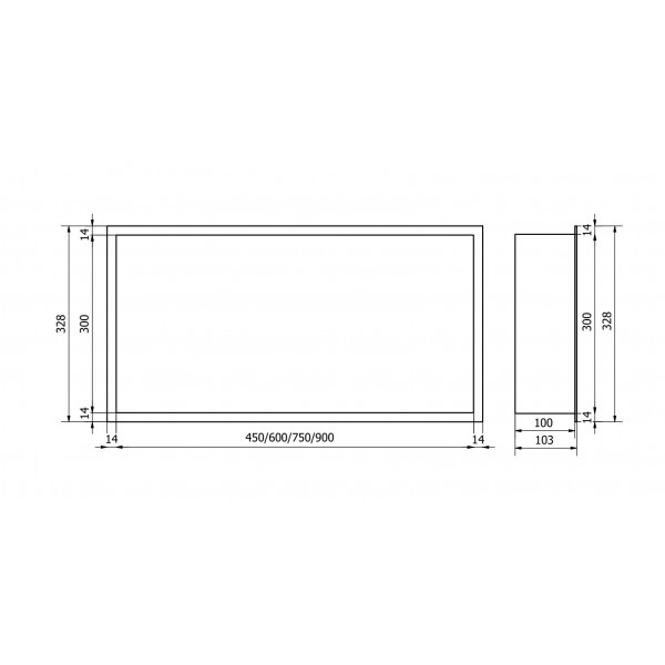 Вбудована полиця MEXEN X-Wall-R 60x30 BLACK з обідком