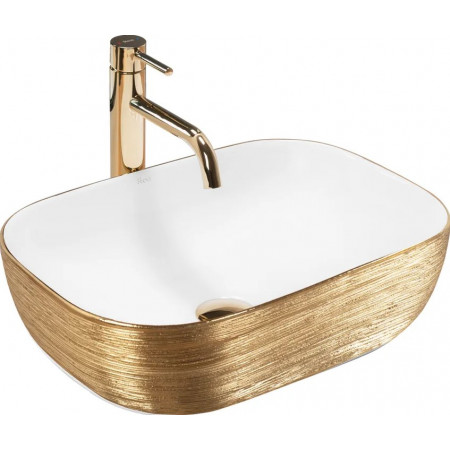 Умывальник (раковина) REA BELINDA BRUSHED GOLD WHITE накладной