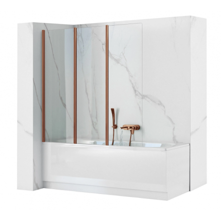 Шторка для ванны REA  AGAT-3 120 BRUSHED COPPER складная