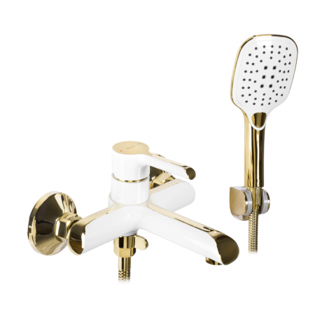 Смеситель для ванны и душа REA MELIA WHITE GOLD настенный с изливом