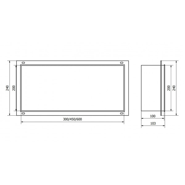 Вбудована полиця MEXEN X-Wall-NR 45x20 INOX без обідка