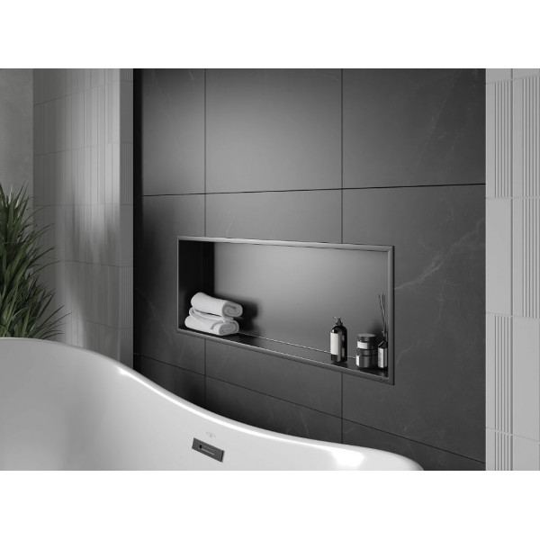 Вбудована полиця MEXEN X-Wall-R 90 BLACK з обідком