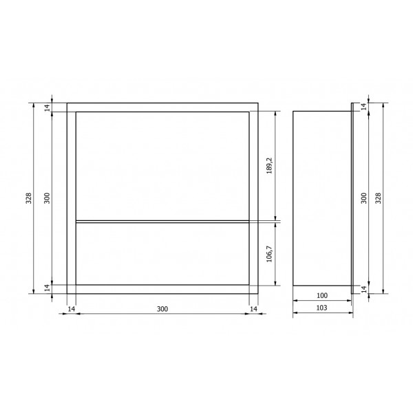 Вбудована полиця MEXEN X-Wall-R 30 BLACK з обідком