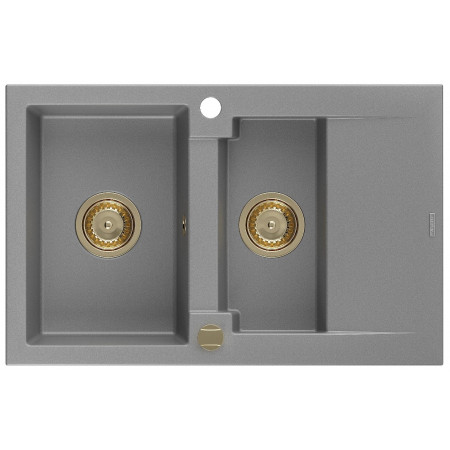 Гранітна кухонна мийка MEXEN GASPAR GREY + сифон GOLD