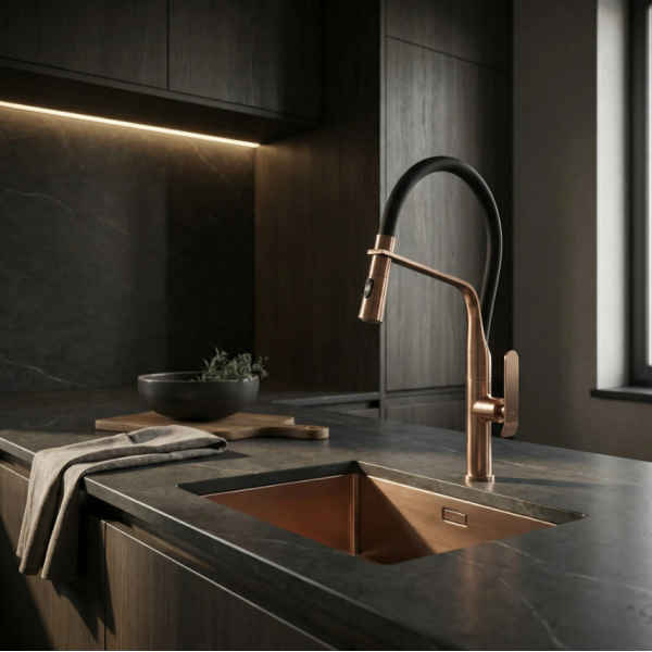 Смеситель для кухни REA CASTOR BLACK BRUSHED COPPER