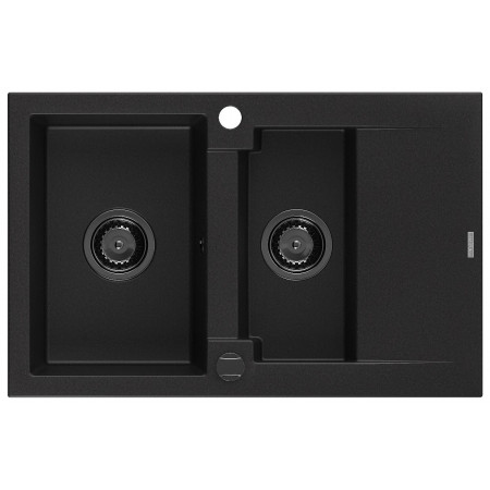 Гранітна кухонна мийка MEXEN GASPAR BLACK + сифон BLACK