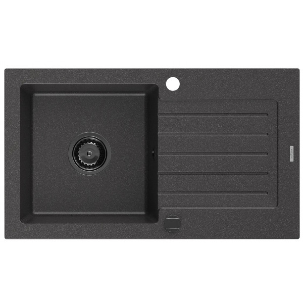 Гранітна кухонна мийка MEXEN PABLO BLACK GRANITE + сифон BLACK