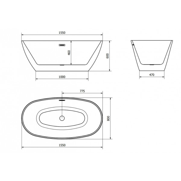 Ванна окрема MEXEN ERIS 155x80 WHITE акрилова