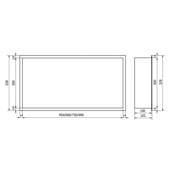 Вбудована полиця MEXEN X-Wall-R 45x30 BLACK з обідком