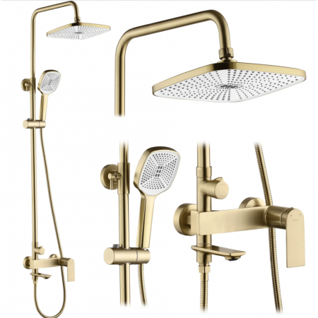Душевой гарнитур REA STORM BRUSHED GOLD с изливом
