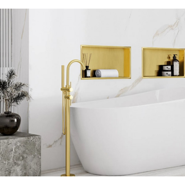 Встраиваемая полка REA 30X45 BRUSHED GOLD с ободком