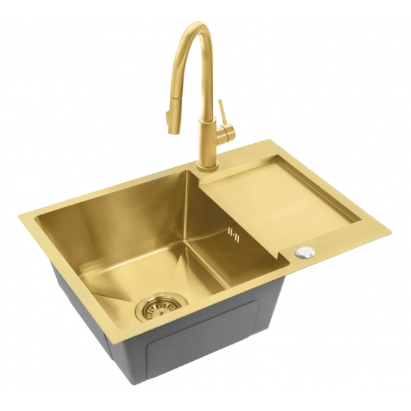 Стальная кухонная мойка REA PAUL BRUSHED GOLD